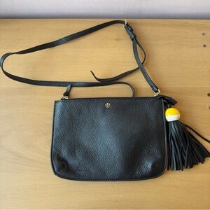 Tory Burch Black Leather Crossbody with Tassel